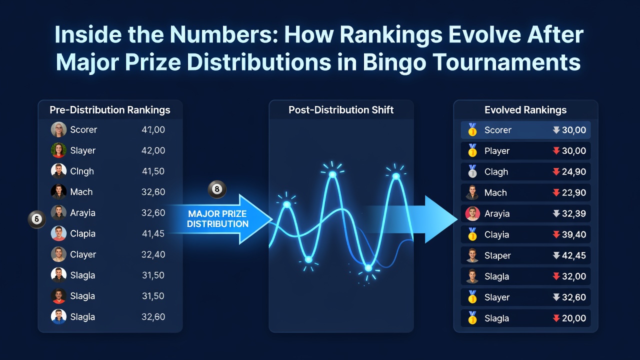 Bingo tournament leaderboard displaying updated player rankings following a major prize distribution event