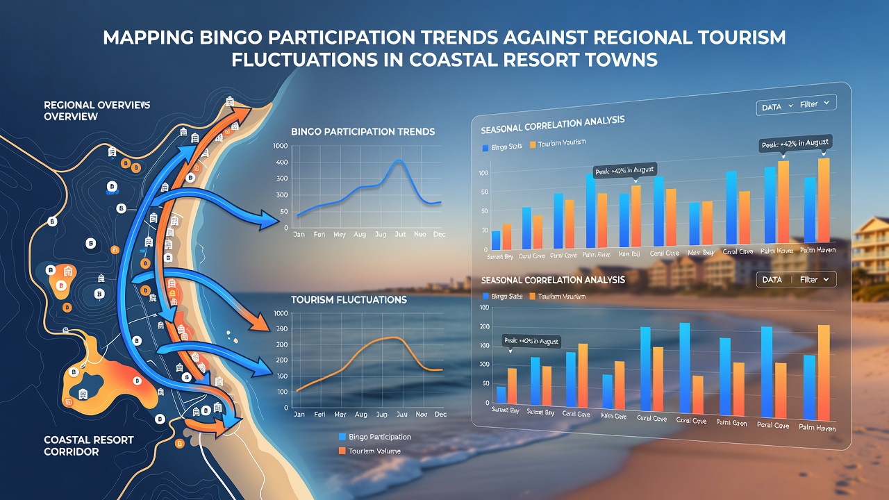 Graph comparing monthly bingo participation rates with regional tourism arrival statistics