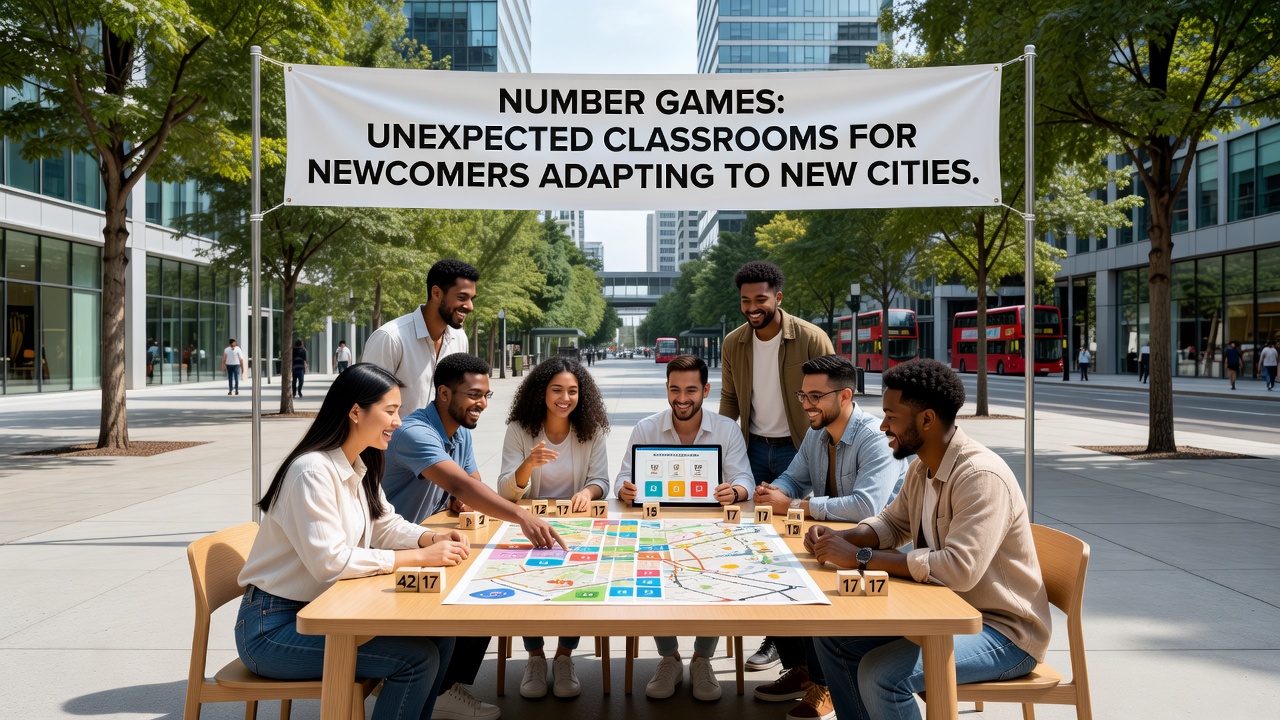 Diverse group of adults engaged in a number game session at a city community hall