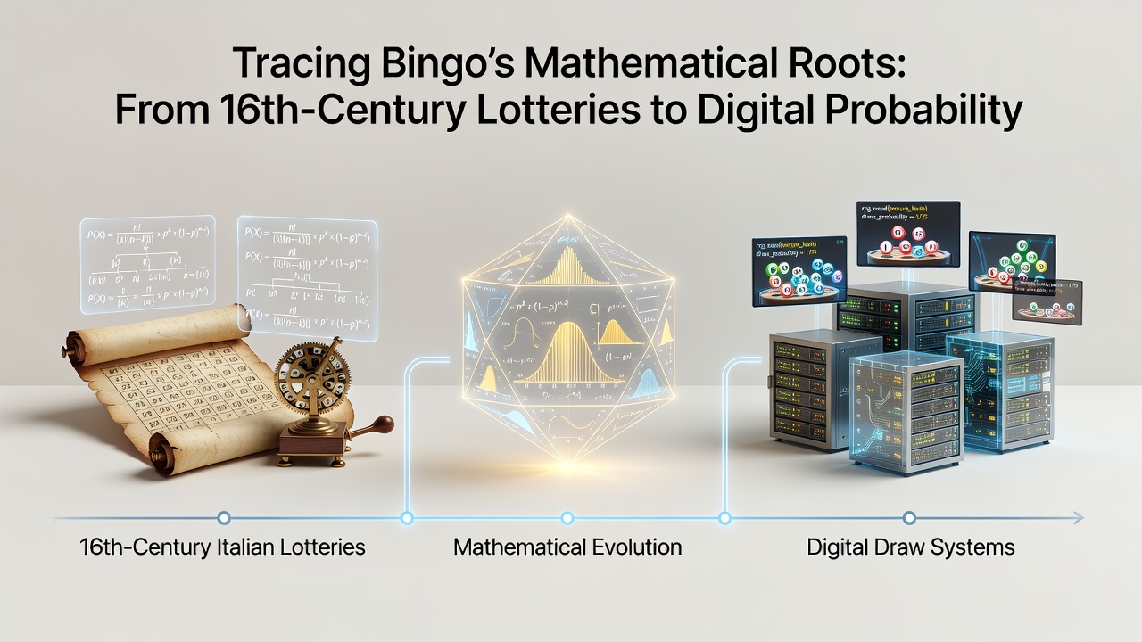 Historical illustration of 16th-century Italian lottery draws with numbered tickets and early probability calculations