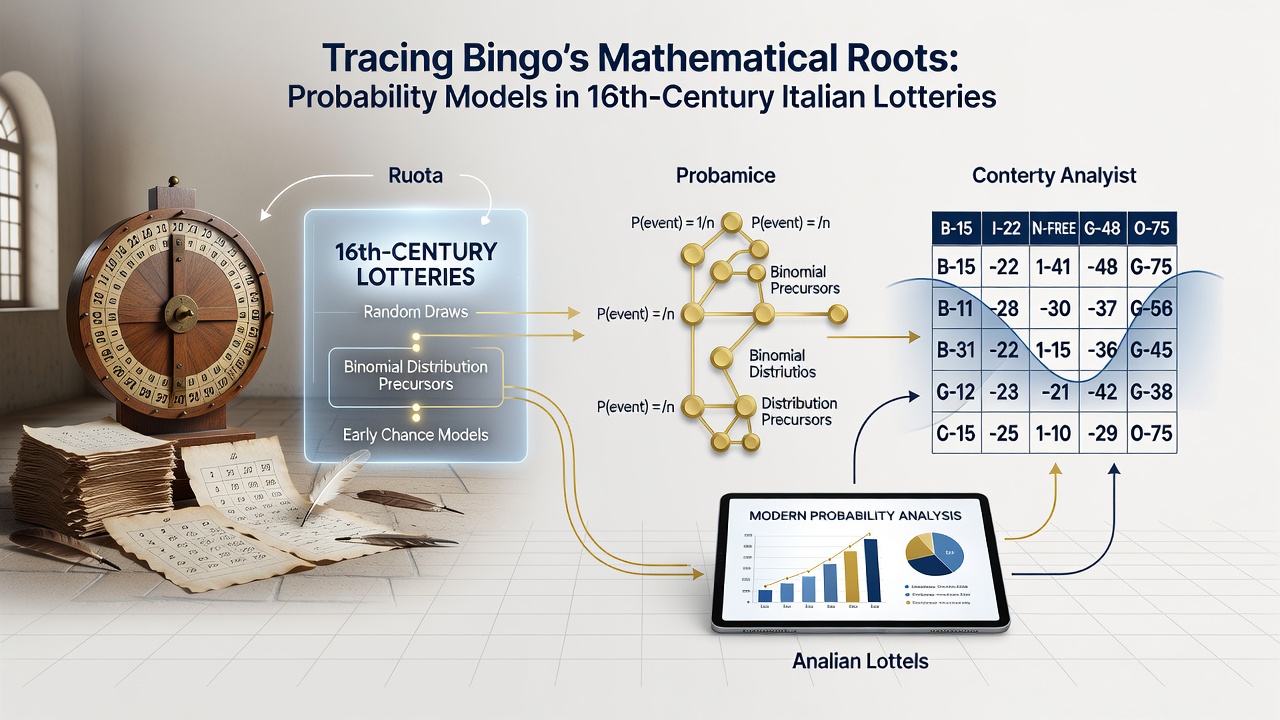 Modern digital bingo interface displaying randomized number draws and probability statistics on screen